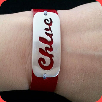 Sterling Silver Personalised name Bracelet on leather band