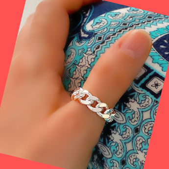 Chunky Sterling Silver Chain Ring