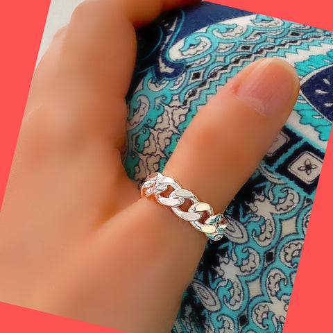 Chunky Sterling Silver Chain Ring