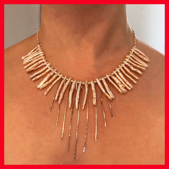 Spike Shaped Freshwater Pearls Necklace
