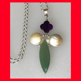 Aventurine and Pearl Cross Pendant