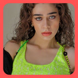 Top straps, green and yellow neon beads